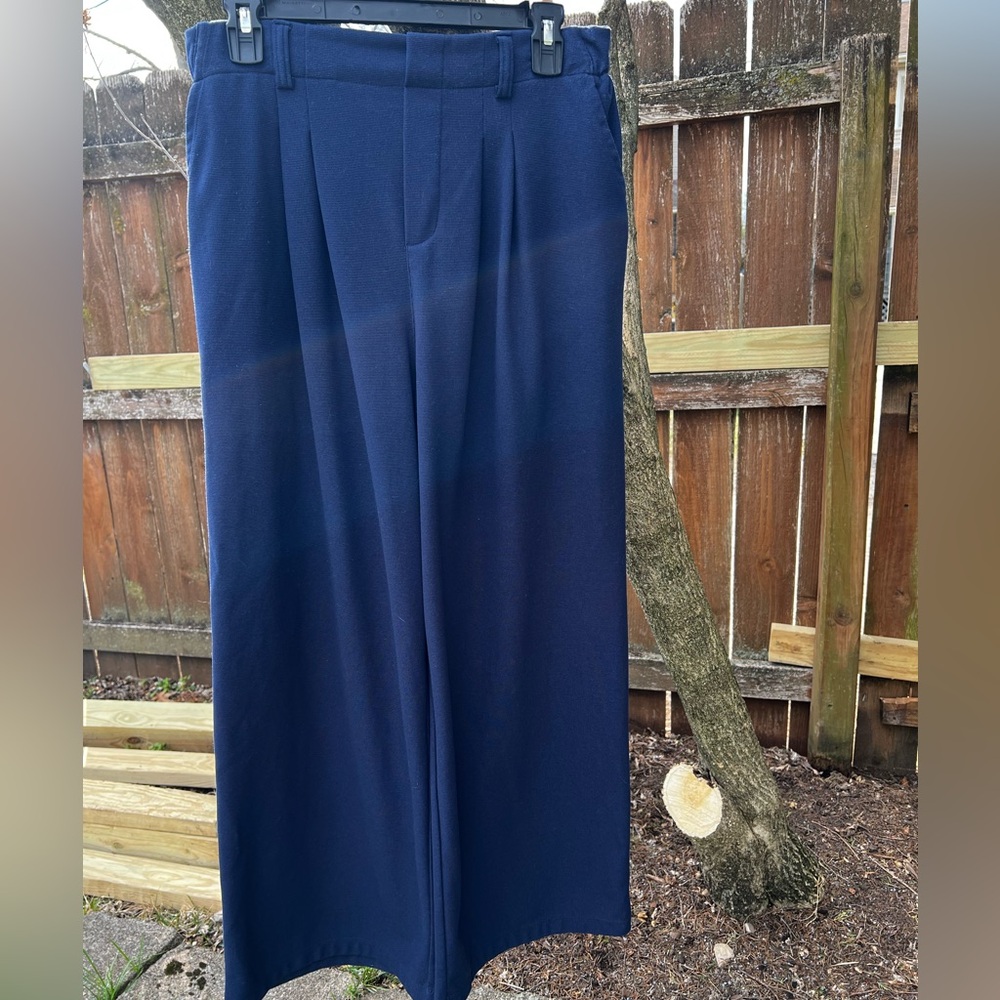 Blue wide leg pull-on career pant INC International Concept elastic waist 8/10 M